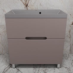 Style Line Тумба с кварцевой раковиной серый шелк Матис 80 тауп темный – фотография-2